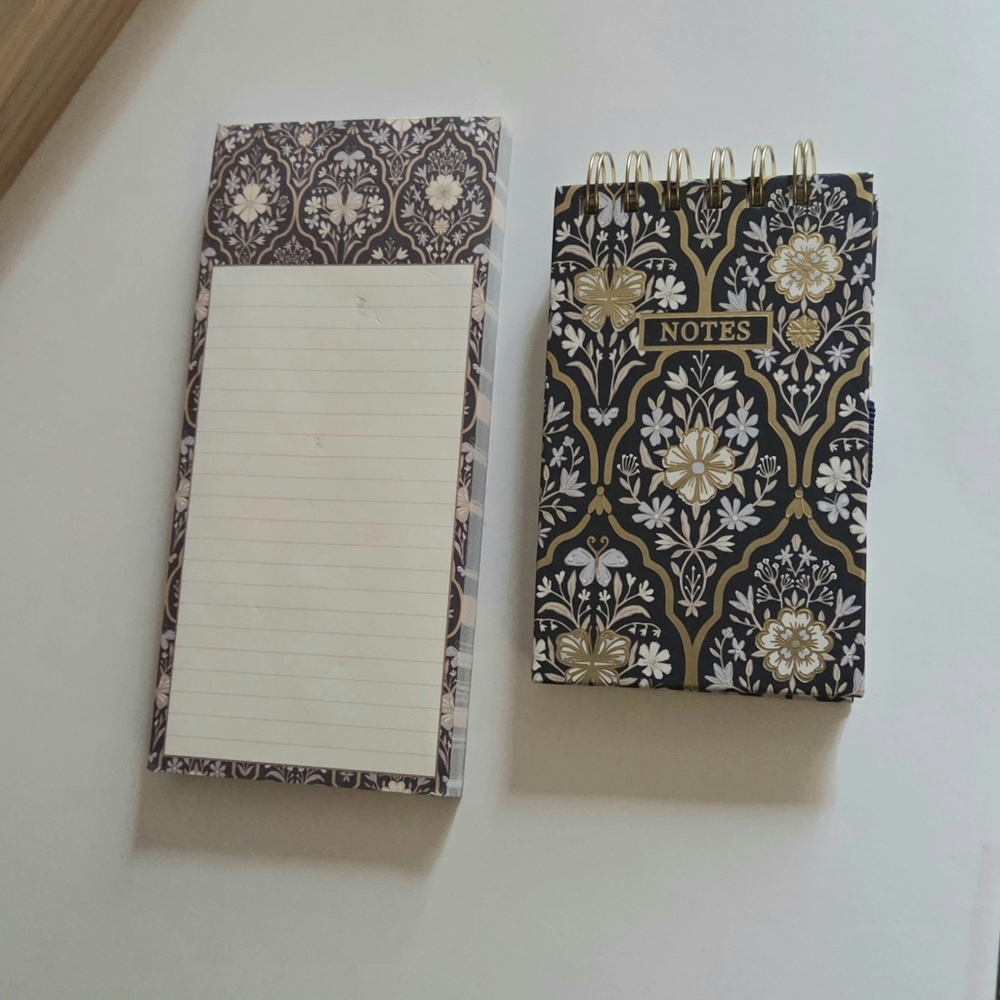 Lady Jayne Floral Hardcover Spiral Pen Notebook Notepad Set Stationery